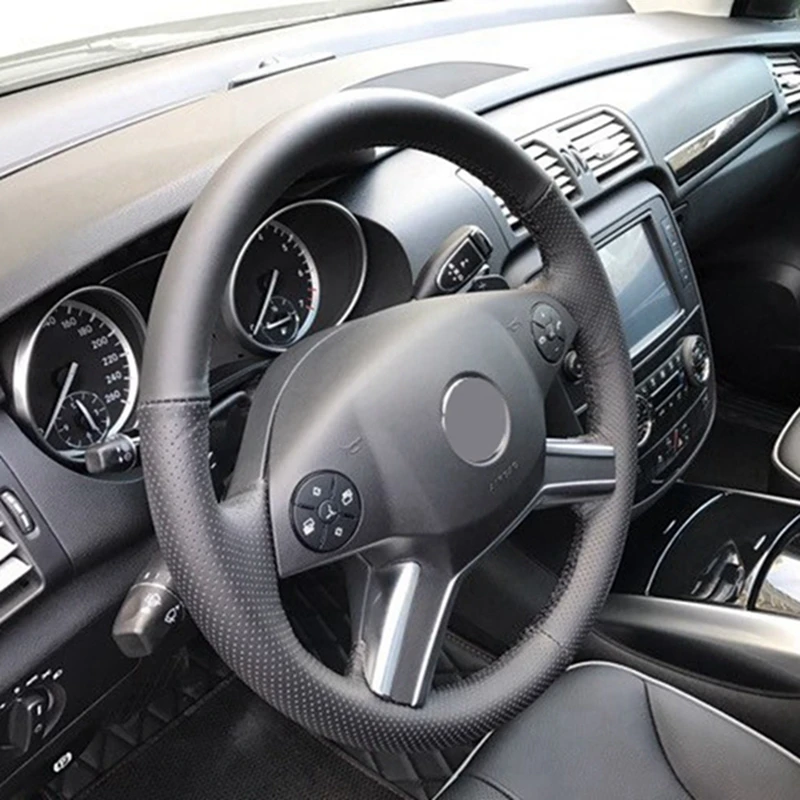 GKMHiR из искусственной кожи черная чехол рулевого колеса автомобиля для Mercedes Benz R320