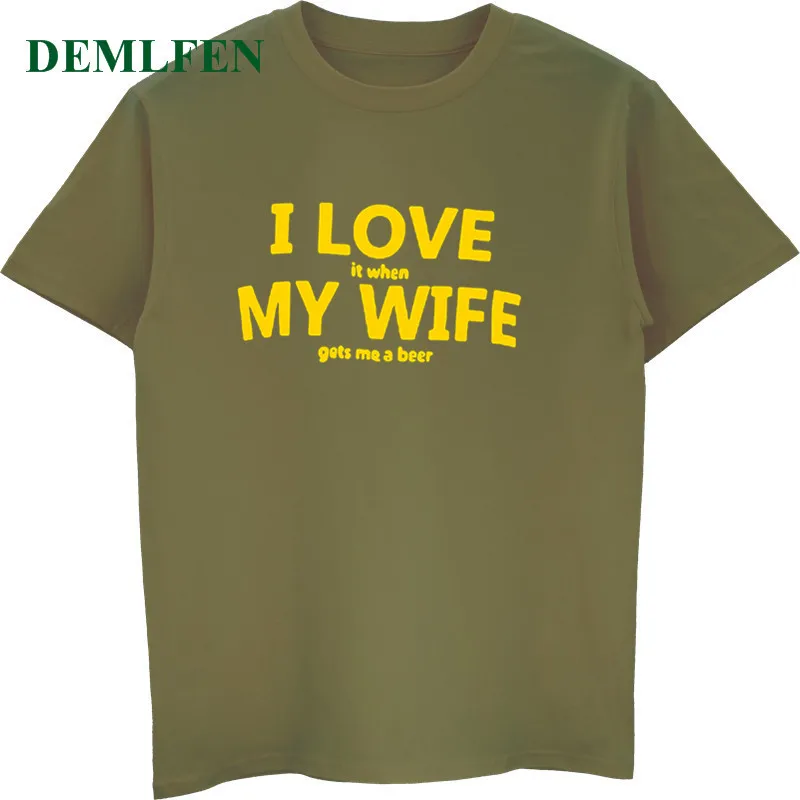Летняя мужская футболка забавная с надписью I Love My Wife Мужская хлопковая короткими