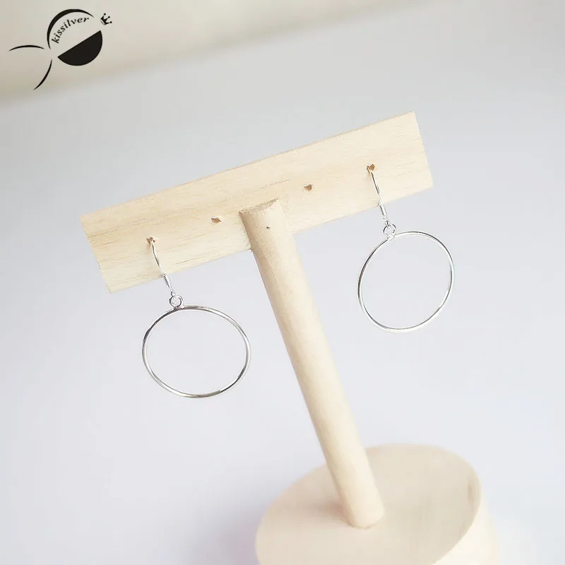 Simple Big Circular 925 Sterling Silver Earrings for Women Handmade Female Dangle Fine Jewelry Fashion Drop | Украшения и