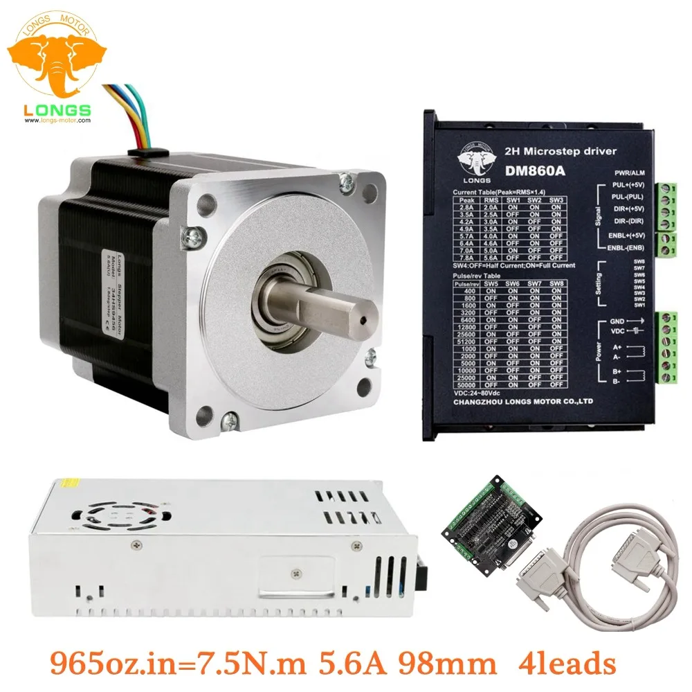 Бесплатная доставка US & корабль шаговый двигатель 1 Ось Nema34 965 oz. В 7.5N. m 5.6A и драйвер