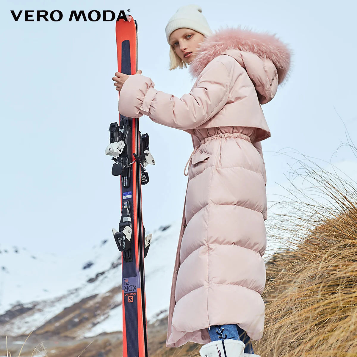 Vero Moda парка женская пуховик женский куртка с капюшоном из меха енота, 90% белый утиный пух, прямая, толстая, очень длинная, пуховик для женщин | 318412509