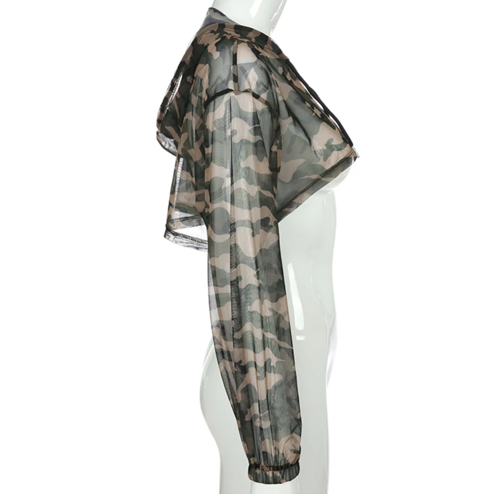 Женская футболка с длинным рукавом камуфляжный топ капюшоном сексуальные шорты