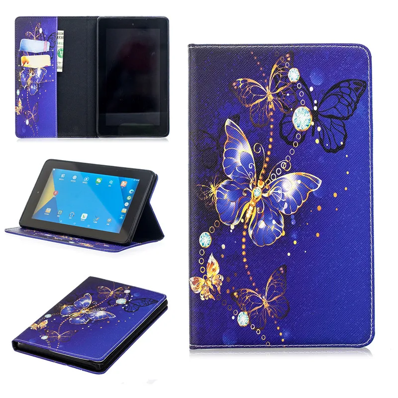 Новый мультфильм тонкая Tablet Case для Amazon Kindle Fire 7 2017 искусственная кожа Стенд чехол