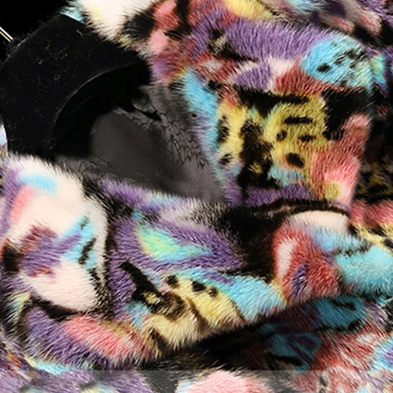 LVCHI 2019 new Flower Pattern Women Winter Mink Coat Fashion Female Boho Casual Visone Warm Fur Bohemian Mink Fur Coats