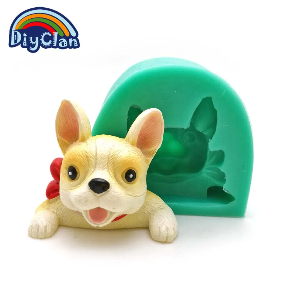 Новые интересные 3D формы собаки силиконовые для помадки на торт щенка шоколада