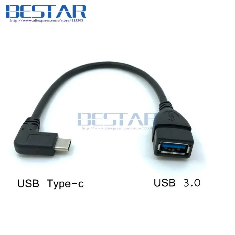 Кабель адаптер USB 3 1 Type c Male с прямым углом к Mini Micro Female кабель переходник 25 см