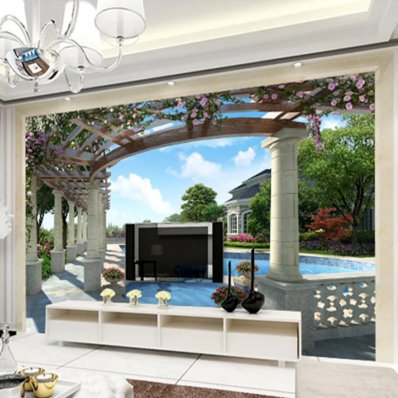Индивидуальные Любой Размер 3D голубое небо белые облака Бассейны стены Бумага