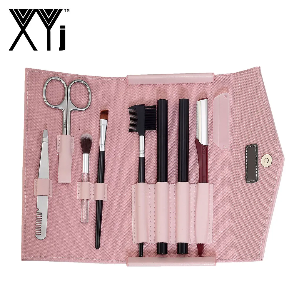 

XYj 8 in 1 Eyebrow Makeup Tool Set Eye Grooming Kit Double Head Eyebrow Pencil Brow Brush Eyebrow Tweezers Trimmer Comb Scissor