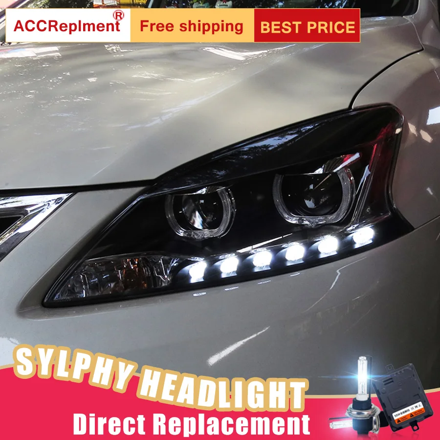 2Pcs LED Headlights For Nissan Sylphy 2012-2015 led car lights Angel eyes xenon HID KIT Fog Daytime Running Lights | Автомобили и