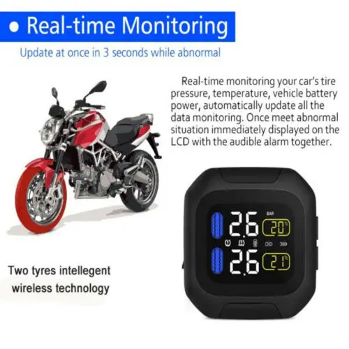Беспроводная система контроля давления в шинах для мотоцикла TPMS w/2 внешних