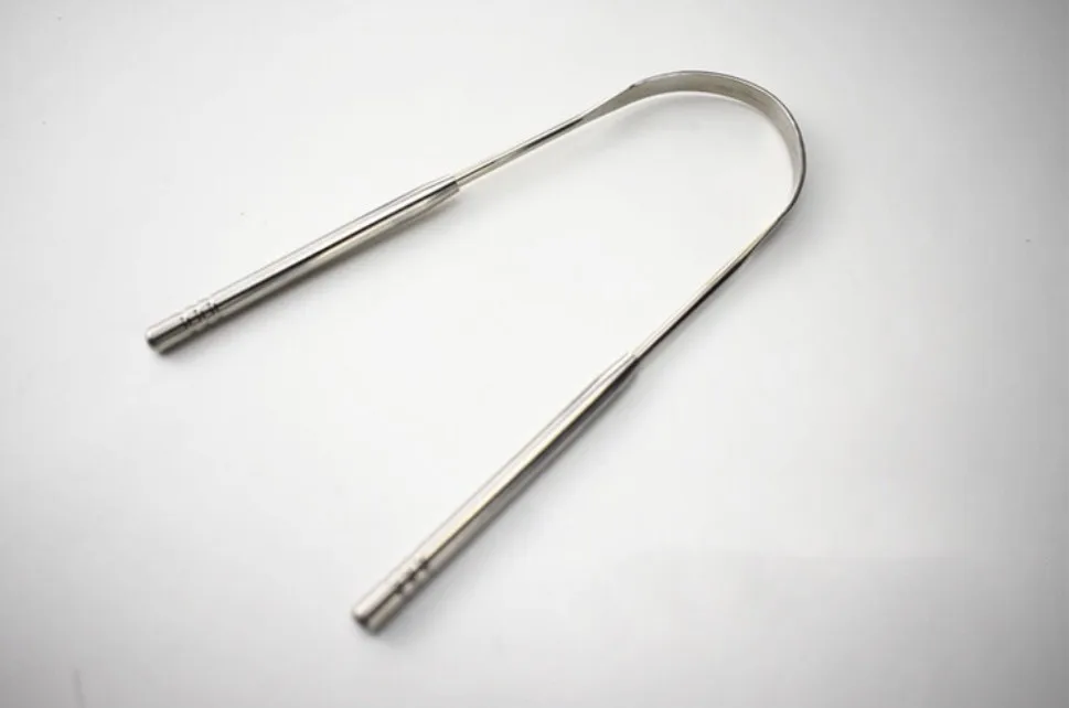 

Stainless Steel Tongue Scraper Cleaner Fresh Breath Cleaning Coated Outdoor Tongue Toothbrush Dental Tools