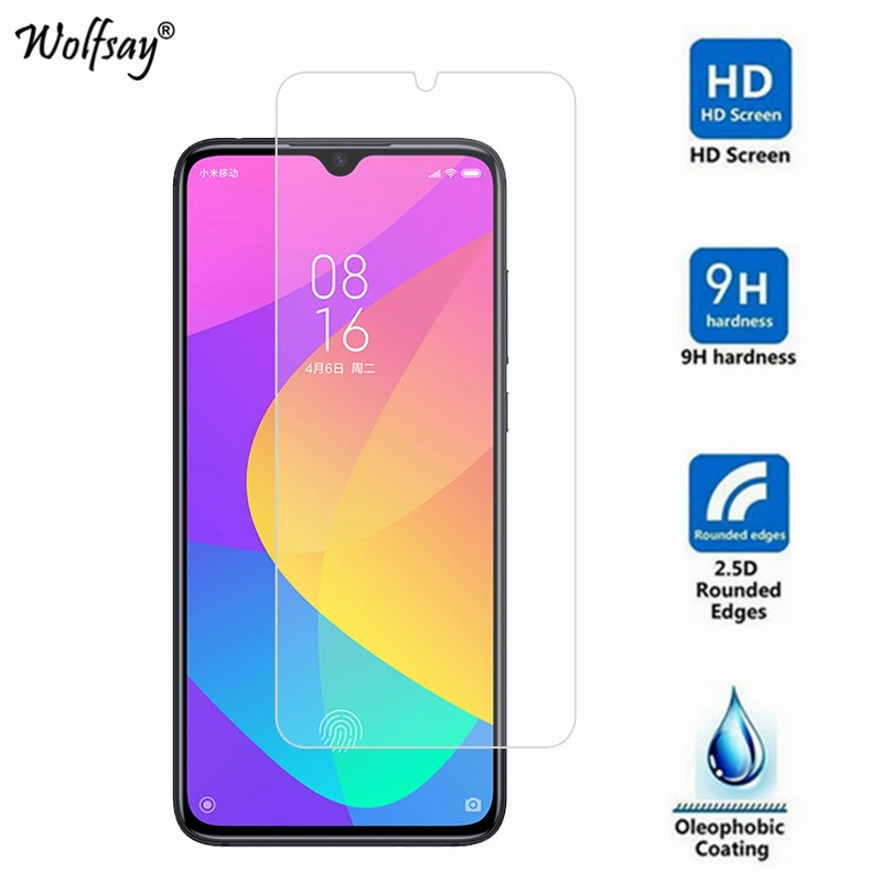 Protector de pantalla de vidrio templado para Xiaomi Mi CC9, pel&iacute;cula de vidrio para tel&eacute;fono, 2 uds.-2