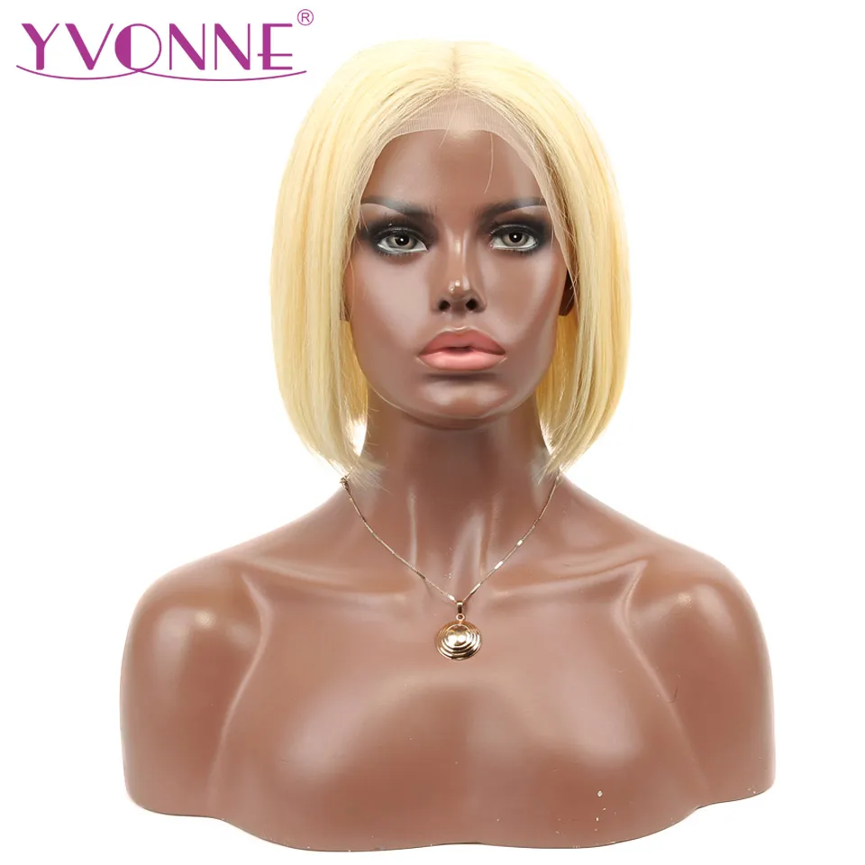 YVONNE 613 прямые короткие волосы Remy Bob блонд кружева фронта человеческих волос