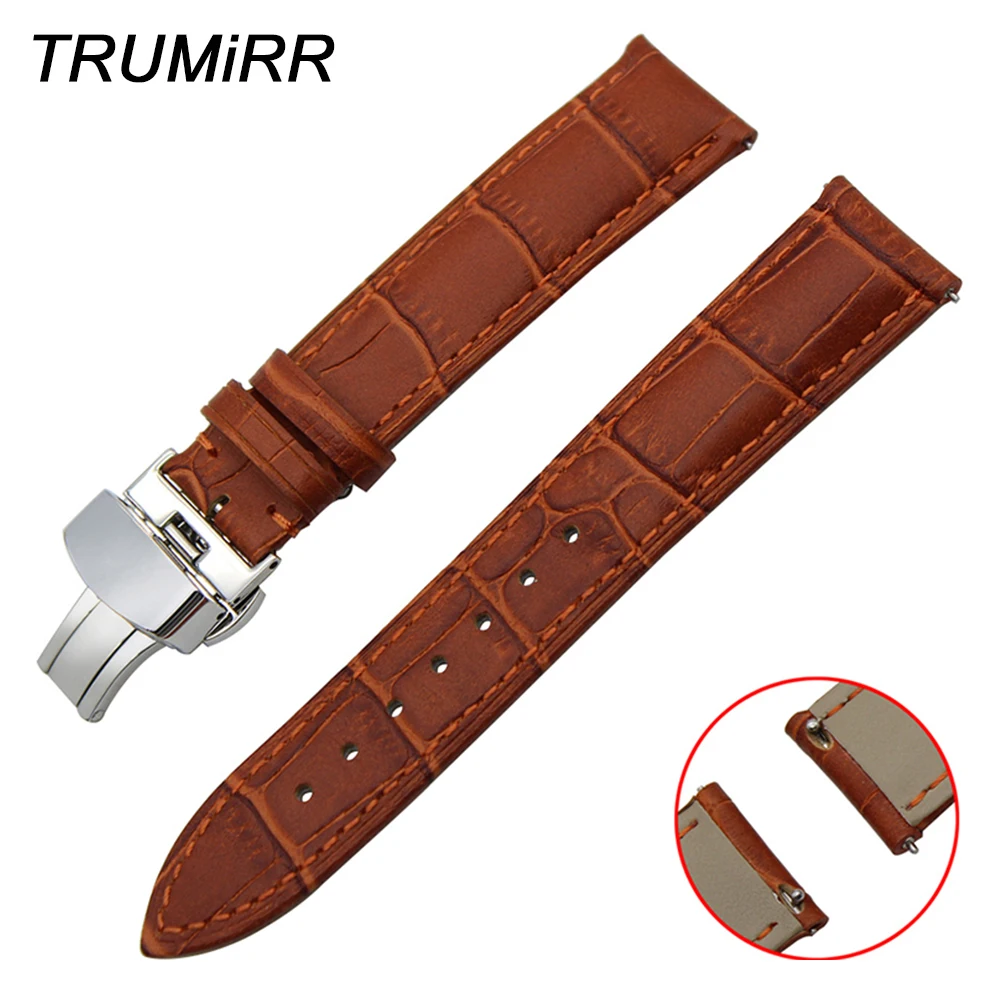 

18mm 20mm Quick Release Watchband Genuine Leather Strap for DW Daniel Wellington Watch Band Butterfly Clasp Bracelet Black Brown