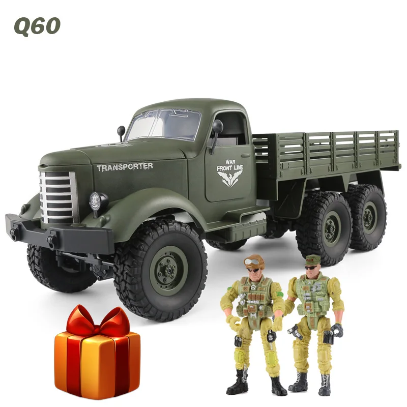 JJRC Q60 Q61 RC автомобиль 6WD 4WD внедорожный военный грузовик конверсия скорости яркие прожекторы дистанционное управление восхождения автомобиль игрушки для детей - Цвет: Q60-DarkGreen