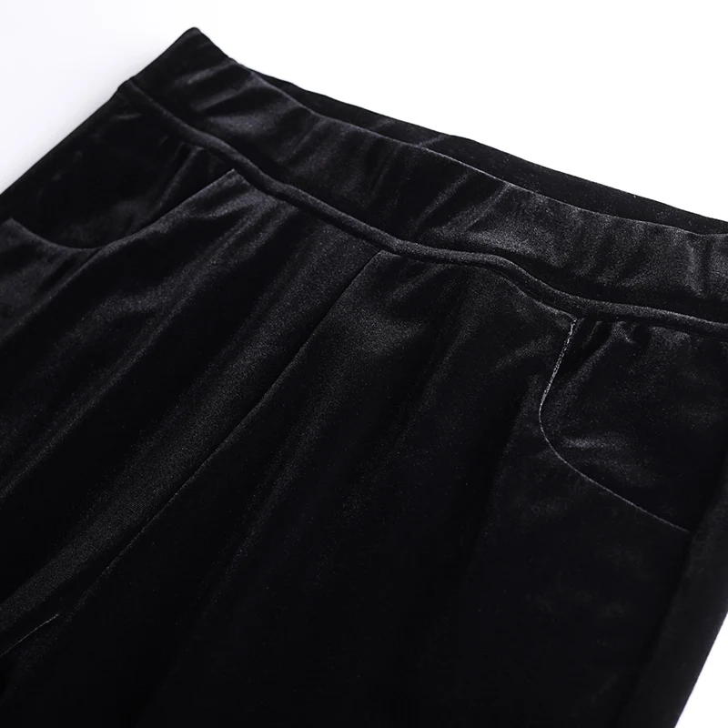 Женские брюки с высокой талией pantalon femme черные повседневные широкими штанинами в