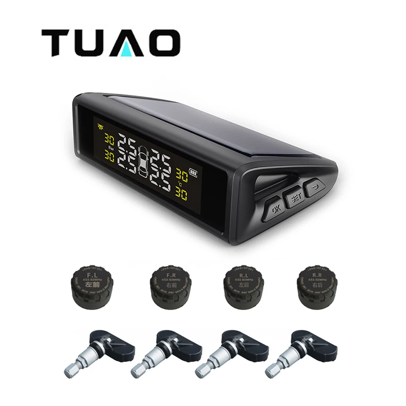 Tuao S7 салона автомобиля TPMS шин Давление мониторинга Системы Солнечный Мощность