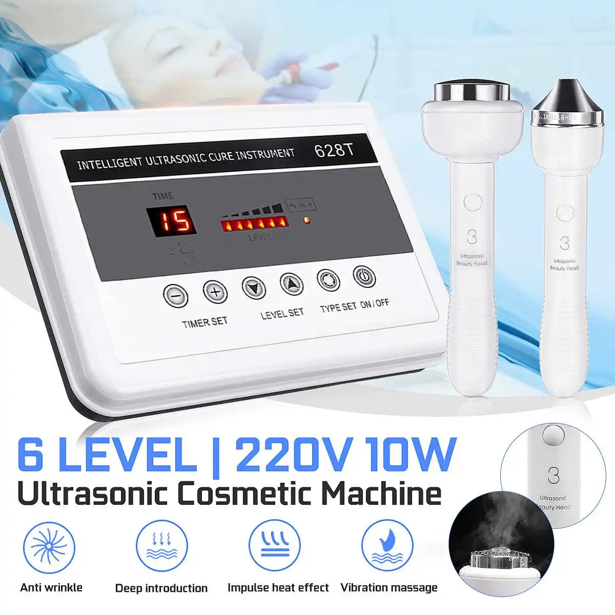 Ultrasonic Women Face Whitening Freckle Removal Beauty Instrument Household Anti Aging Beauty Facial Skin Care Machine Tools