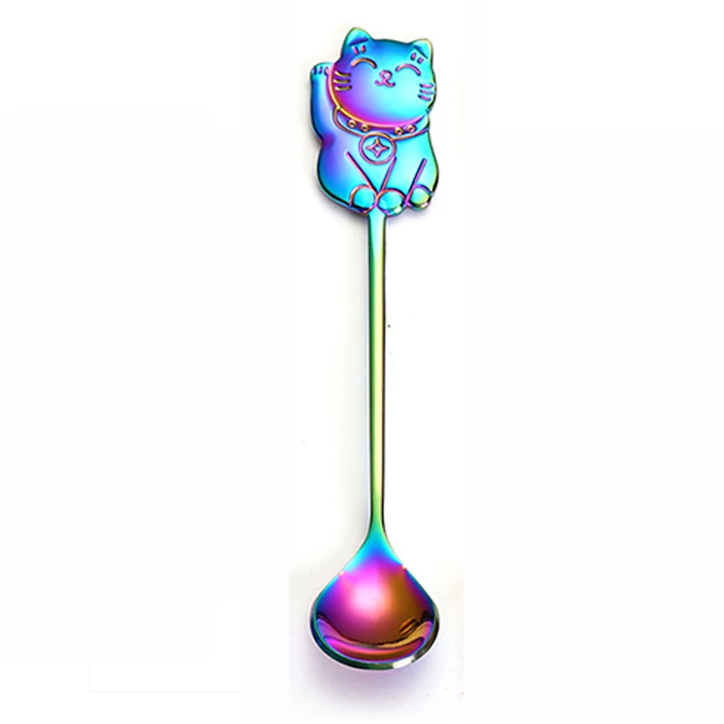 BalleenShiny Lucky Cat кофейная ложка для перемешивания красочная Нержавеющая Сталь Десертная пудинг чайная ложка кухонная посуда кружка чашка Декор подарок