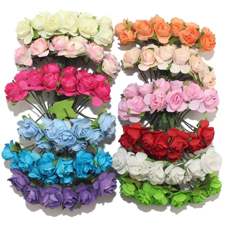 

wholesale 2cm paper mini rose artificial flower for wedding paper decoration simulation rose flower