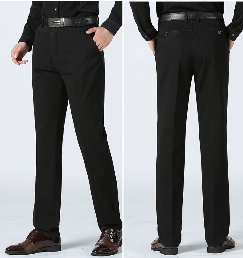 Деловой костюм брюки зимние мужские флисовые классические теплые толстые горячие осенние прямые Стрейчевые мужские брюки хлопковые однотонные повседневные на молнии