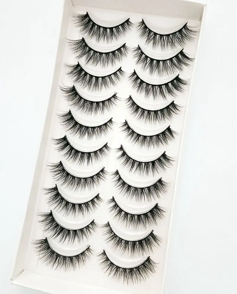 HBZGTLAD 1/5/10pairs Real Mink Eyelashes 3D Natural False Eyelashes 3d Mink Lashes Soft Eyelash Extension Makeup Kit Cilios - Color: 54