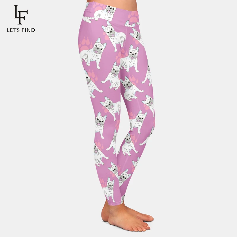LETSFIND Push Up Printing Fitness Leggings Women Elastic Workout Pants High Waist 3D Cartoon Dogs Printed  Slim Female Leggings