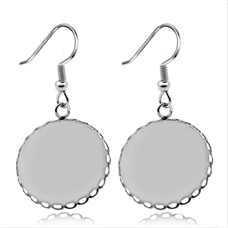 

10pcs 12 18 20 25 mm stainless steel lace bezels Cabochon Earring Setting Blank Earring Tray For Jewelry Making Supplies