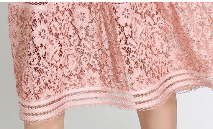 Удлиненное платье с коротким рукавом SMTHMA летнее винтажное из плотного кружева