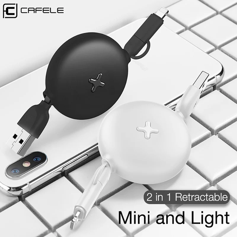 CAFELE Выдвижной USB кабель для lightning type-C кабель быстрой зарядки для iPhone 11 pro max Xiaomi 9 samsung S9 huawei P30