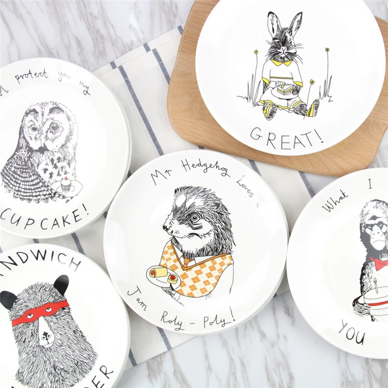 Простой мультфильм кролик Ежик керамическая тарелка ужин блюда макаронные