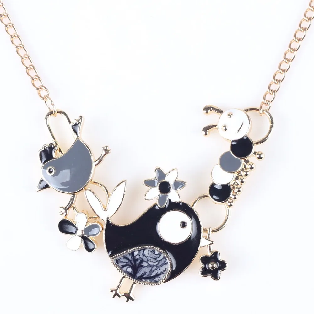 Newei массивное ожерелье цыпленок Эмаль Золотая пластина длинная цепь из сплава