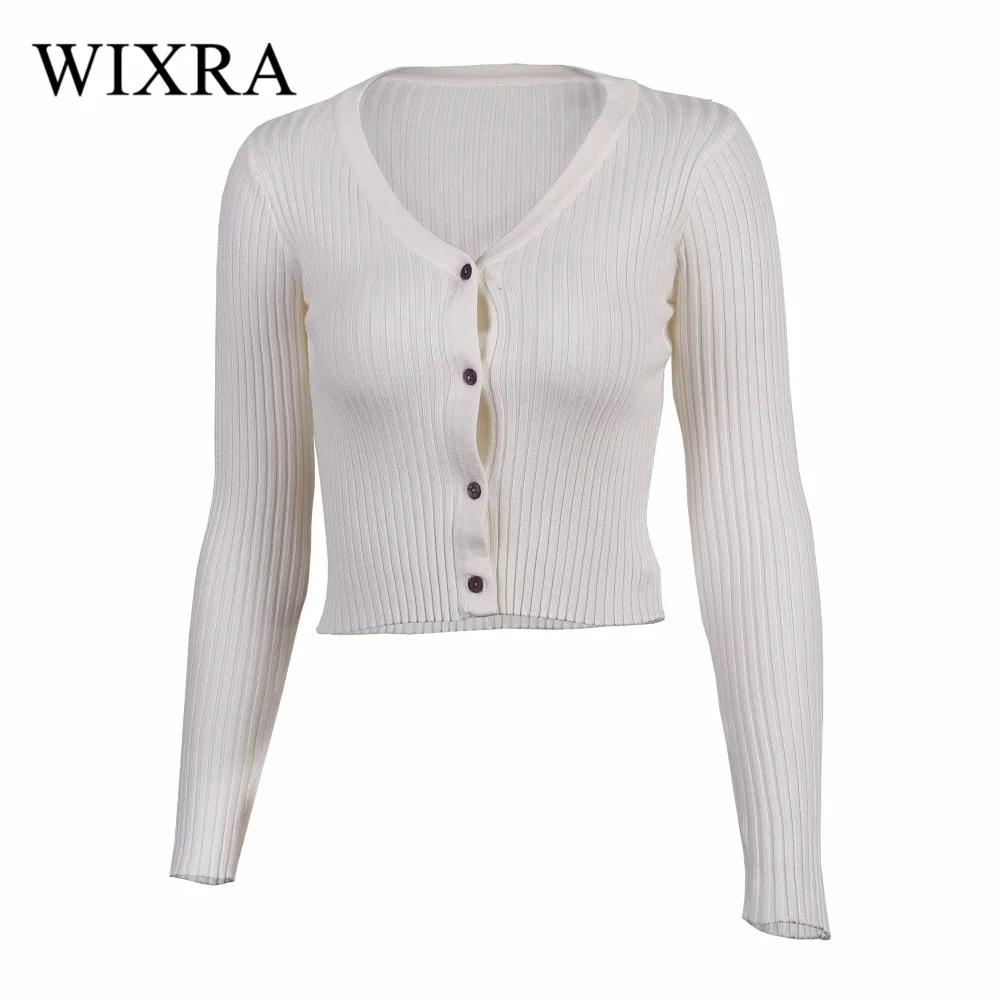 Wixra теплый и очаровательный женский кардиган, вязаный свитер, пальто с длинным рукавом, Женский Повседневный короткий кардиган с v-образным вырезом