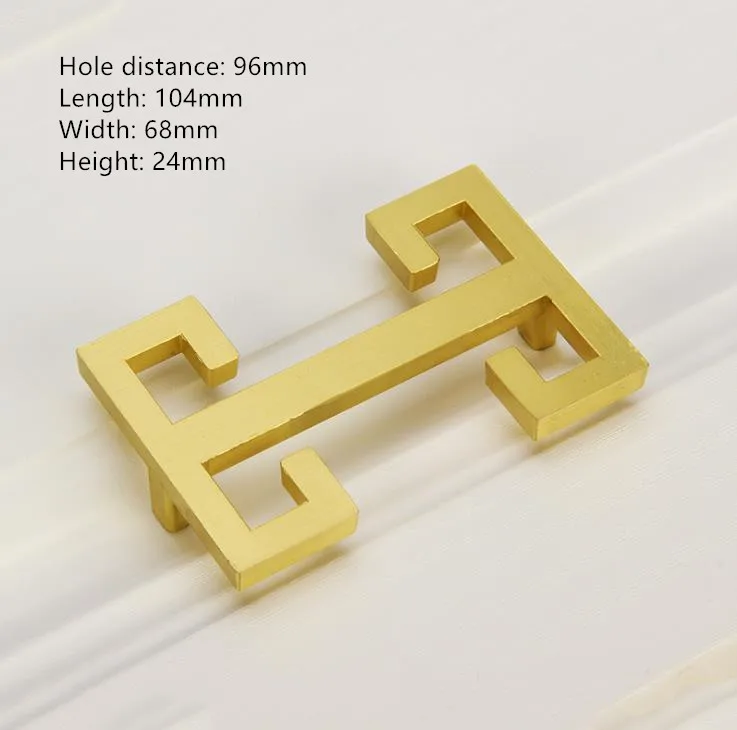 hole distance 96mm LCH цинковый сплав, матовый золотой медный цвет, ручка для шкафа, выдвижная ручка, дверная ручка, художественная мебель в китайском стиле, фурнитура - Цвет: hole distance 96mm