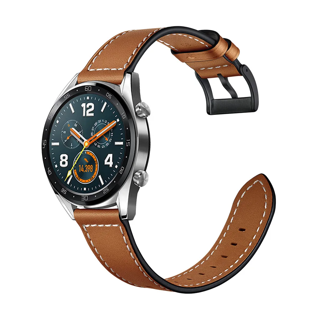 Ремешок кожаный для наручных часов Huawei watch GT спортивный сменный Браслет Samsung Gear S3