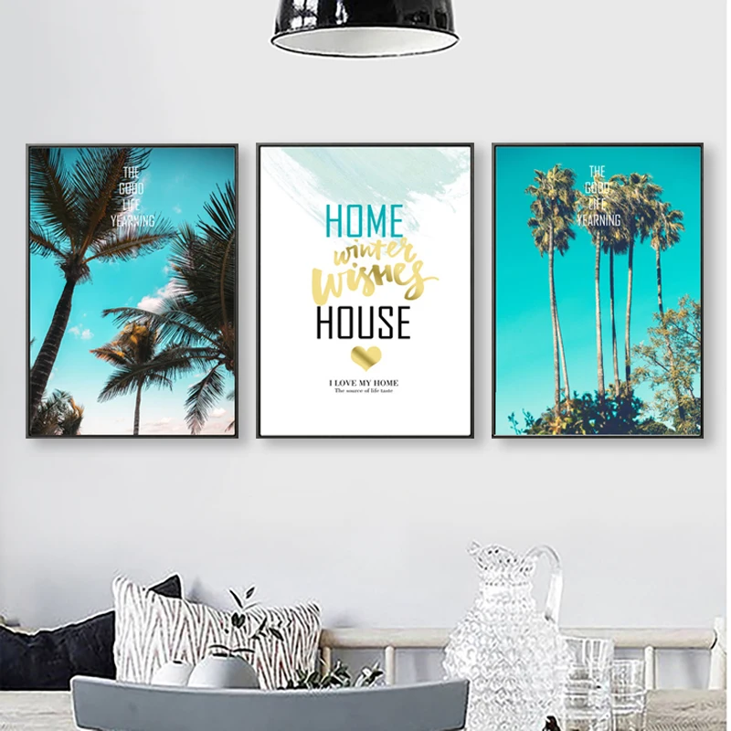 Холст с изображением Тропического Дерева Пляжный Пейзаж плакат и принты