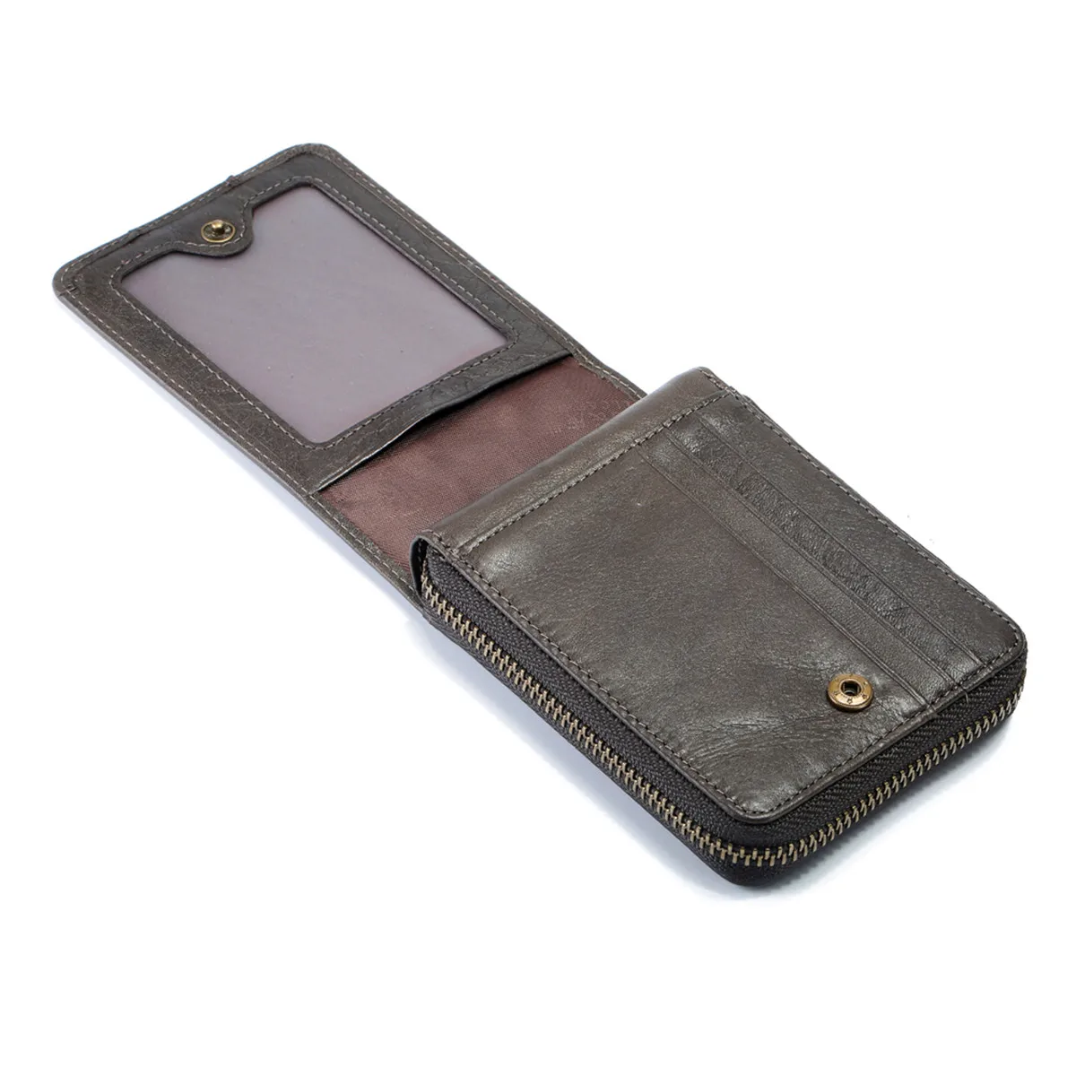 Bullcaptain RFID Antimagnetic Vintage Genuine Leather 11 Card Slots Coin Bag Wallet For Men
