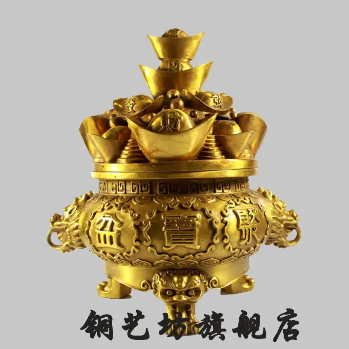 11 авиапочту Китая (China бронзовая чаша сокровище Единорог головка богатства