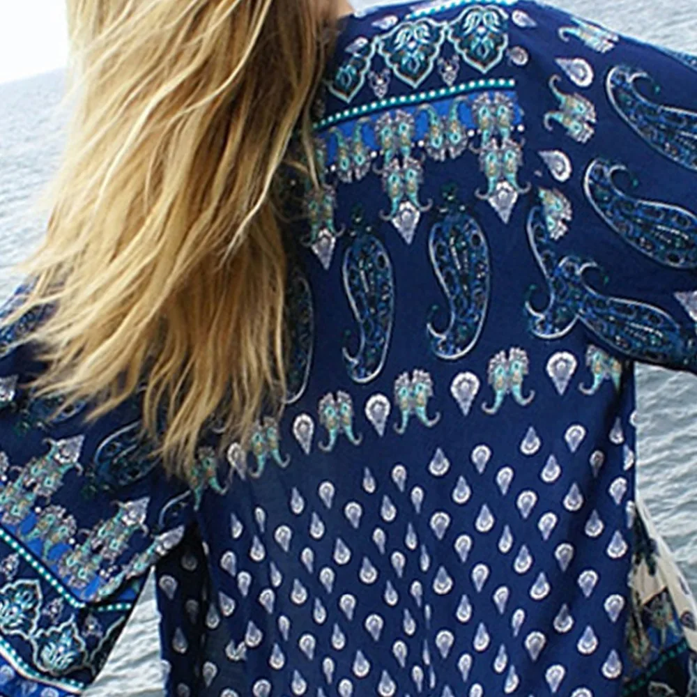 Женская Солнцезащитная рубашка Puseky винтажный кардиган кимоно с цветочным