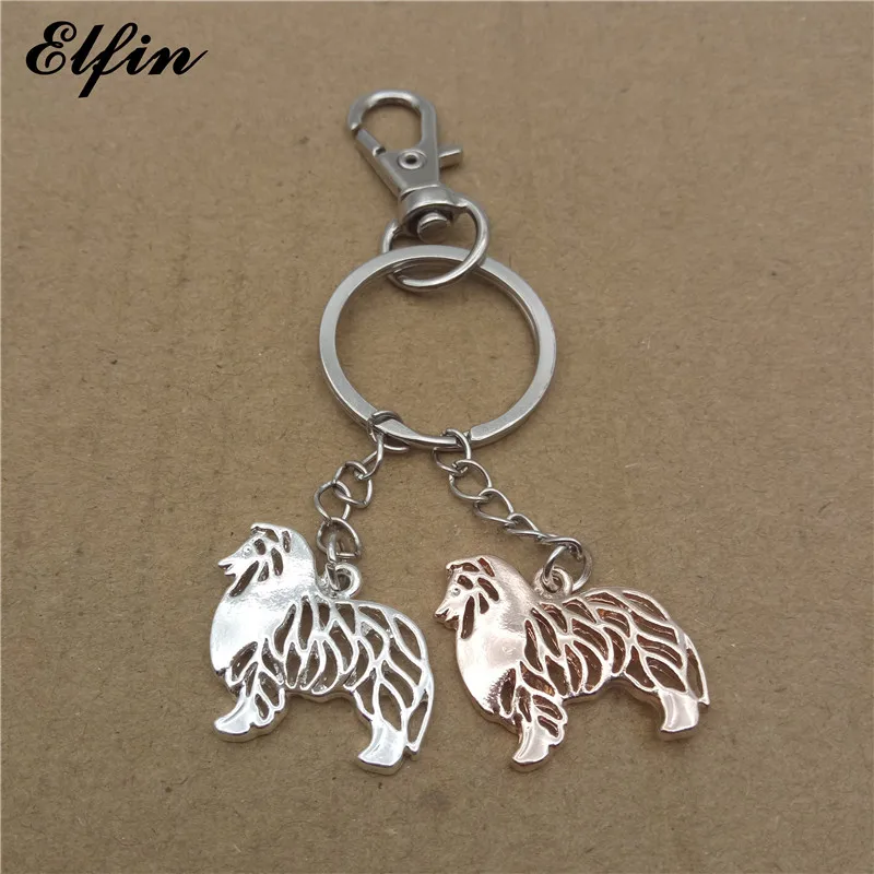 Elfin трендовые грубые брелки колли золотого цвета серебристого для животных