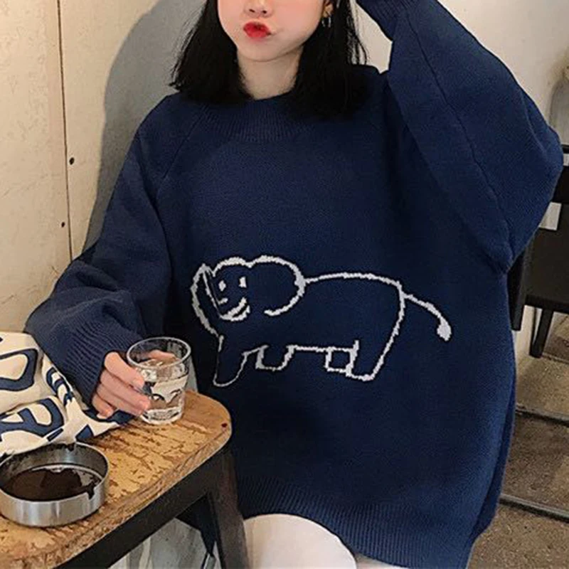 Свитер PERHAPS U женский с длинным рукавом вязаные пуловеры круглым вырезом и