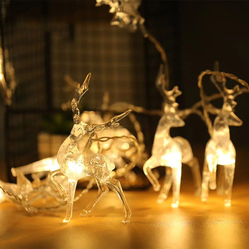 10 светодиодный, прозрачный, на батарейках Sika Deer, usb-гирлянда, 1 м, guirlande, светодиодный noel, украшение для рождественской гирлянды на окно