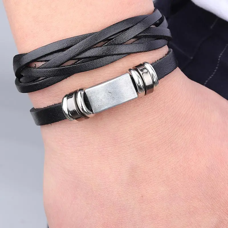 Новый Винтажный многослойный Плетеный мужской браслет из кожаной веревки в