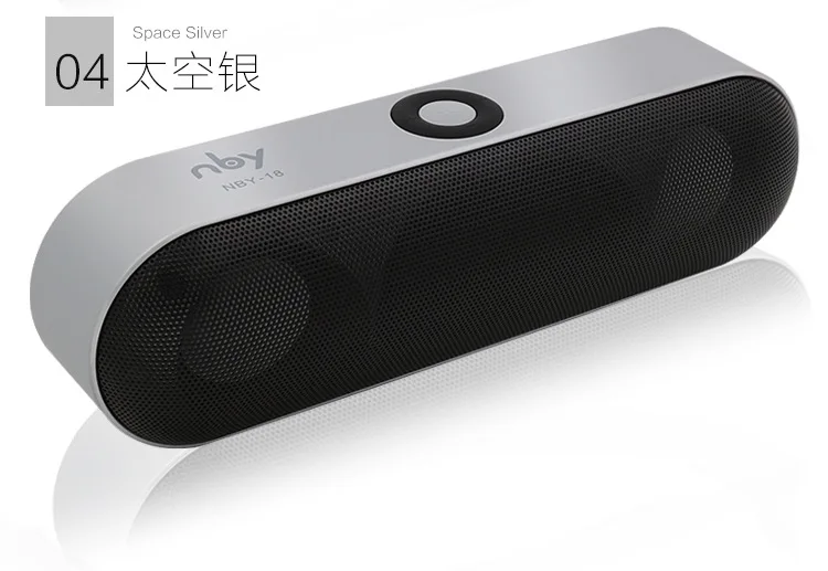 sliver Портативный беспроводной динамик NBY-18 Мини Bluetooth акустическая система 3D стерео музыка объемная Поддержка Bluetooth, TF AUX USB - Color: sliver