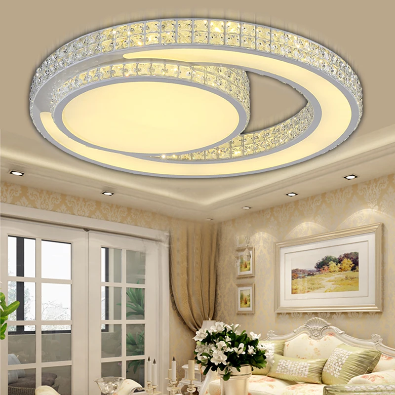modern ceiling lights moon crystal luminaire plafonnier fixture lighting bedroom american lamp | Лампы и освещение