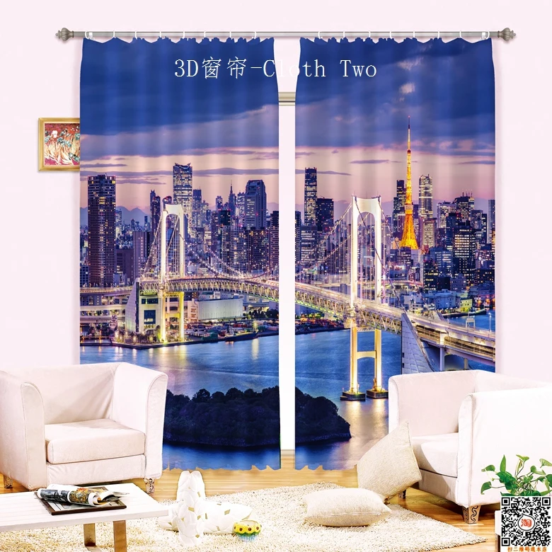 Шумный городской пейзаж фото печать 3D занавеска теневая ткань|curtain shades|3d curtainsprinted