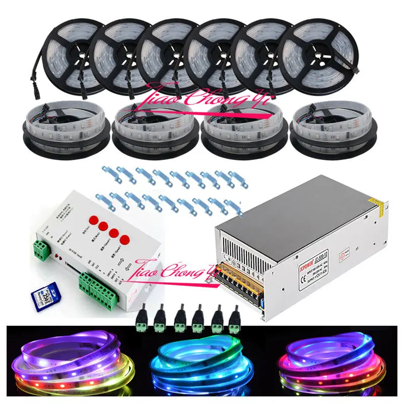 Светодиодная лента 50M 5050 RGB Dream Color 6803 + контроллер T1000S мощность 12 в 40 А 500 Вт|rgb dream