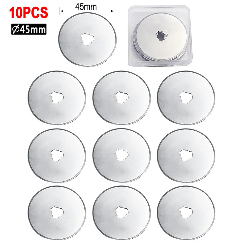 10pcs 45mm blade 45 мм Вращающийся резак запасные лезвия подходят Olfa Dafa фискарс роторный резак ткани бумаги круговой резки лоскутное ремесло кожа - Цвет: 10pcs 45mm blade