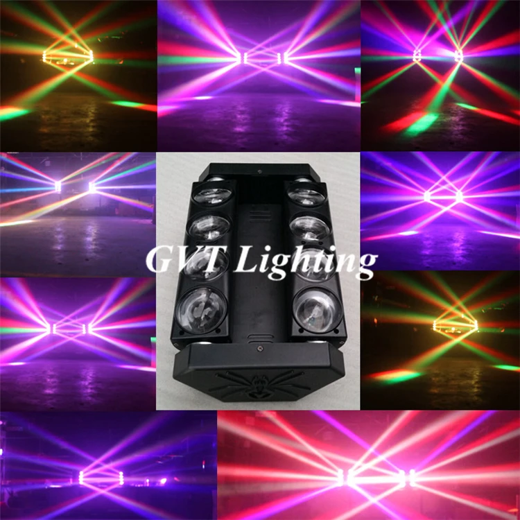 Высококачественный светодиодный фонарь RGBW 8x12 Вт с вращающейся головкой паука