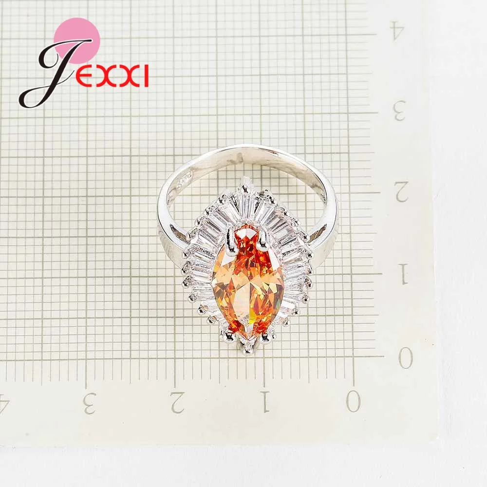 

Woman Exaggerated Rings With Mixed Cubic Zironia Fashion Lady 925 Sterling Silver Crystal Party Rings